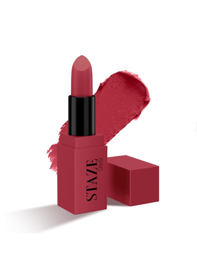 Staze 9to9 Crème De La Matte Lipstick | Intense Color Payoff | Weightless Silky Formula | 12-Hour Stay | Non-Drying | 08 Rum Royale | 4.2 - Image 1